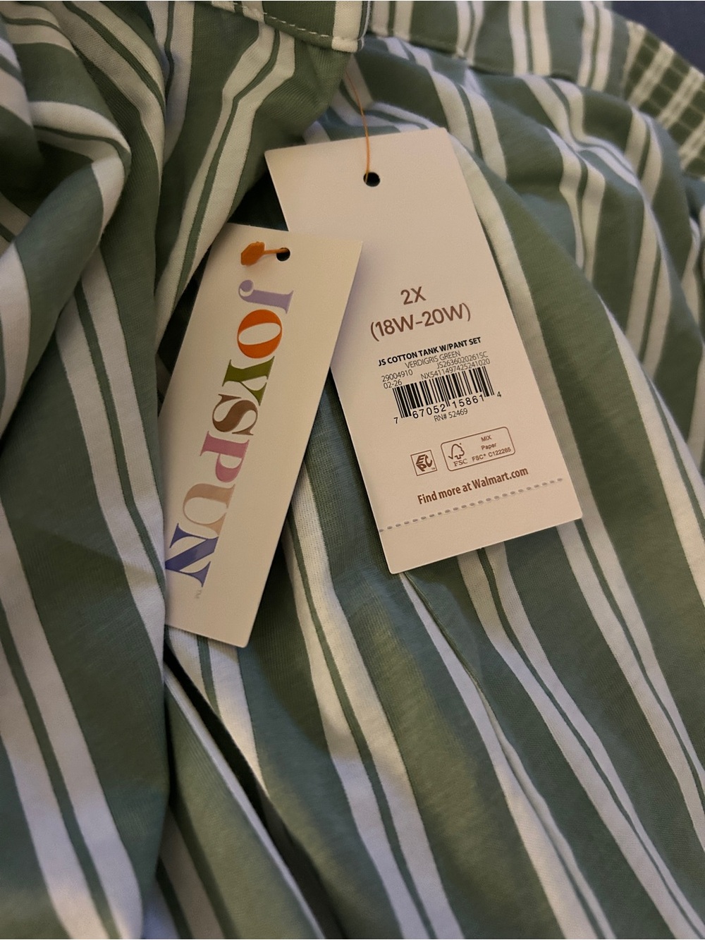 NWT! Joyspun Women's Wide Strap Cotton Tank Top & Pants Pajama Set, 2 Pc, Sz 2X - Picture 10 of 12